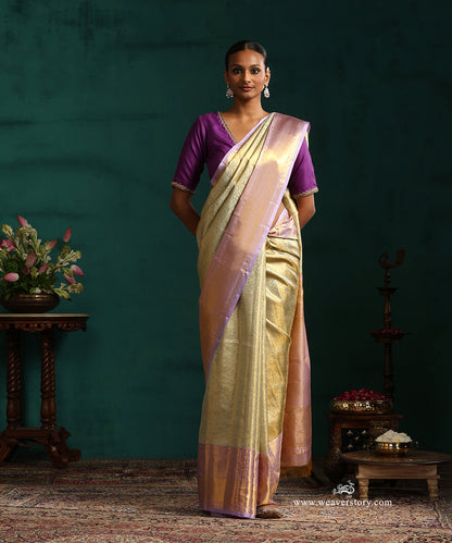 Light_Green_And_Gold_Pure_Silk_Tissue_Kanjivaram_Saree_With_Lilac_Border_WeaverStory_01