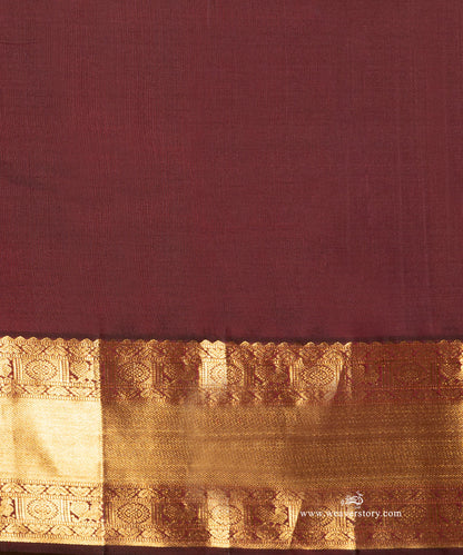 Coke_Brown_Pure_Silk_Kanjivaram_Saree_With_Copper_Zari_Border_And_All_Over_Motifs_WeaverStory_05