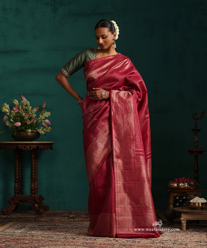 Maroon_Pure_Silk_Kanjivaram_Saree_With_Zari_Border_And_All_Over_Zari_Pin_Stripes_Motifs_WeaverStory_01