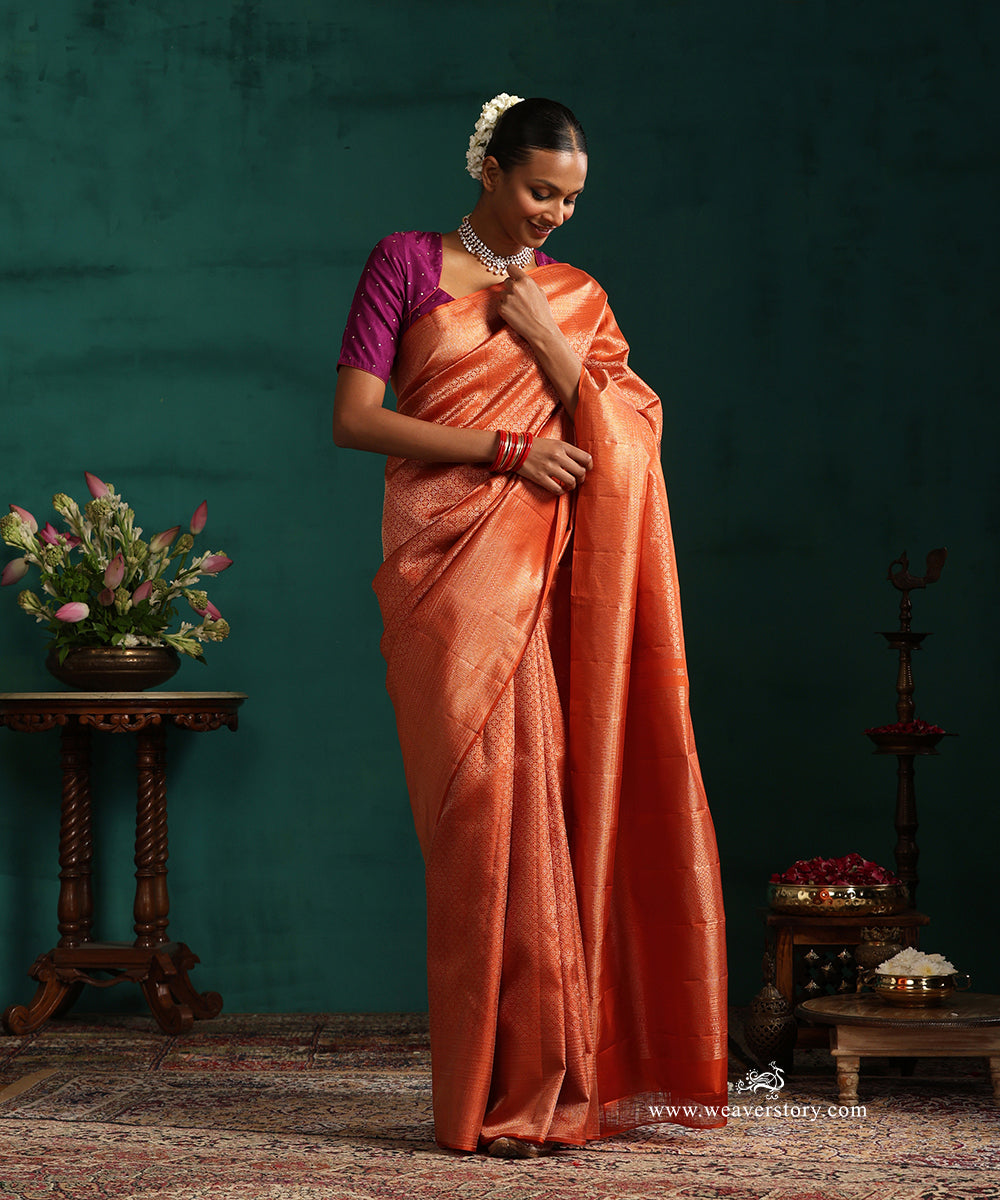 Rust_And_Gold_Pure_Kanjivaram_Saree_With_Zari_Brocade_Weave_WeaverStory_01
