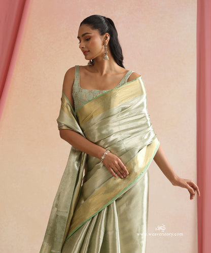 Pista_And_Silver_Handloom_Pure_Silk_Tissue_Tanchoi_Banarasi_Saree_WeaverStory_02