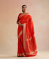 Orange_Handloom_Pure_Katan_Silk_Banarasi_Saree_With_Ambi_Border_And_Gold_Silver_Kadhwa_Booti_WeaverStory_01