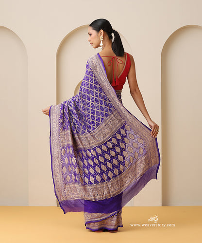 Ink_Blue_Red_Handloom_Pure_Georgette_Banarasi_Bandhej_Saree_With_Zari_Pallu_WeaverStory_03