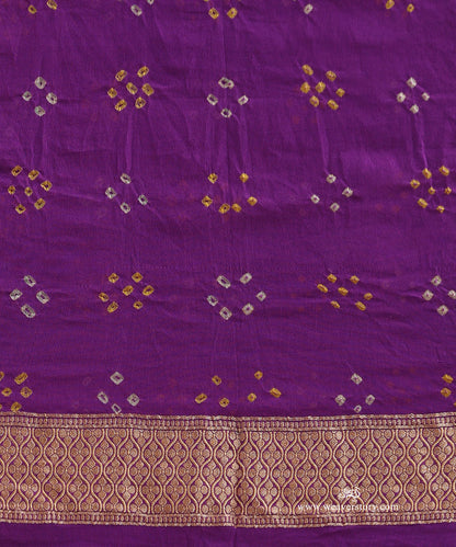 Pink_And_Purple_Shaded_Handloom_Pure_Georgette_Banarasi_Bandhej_Saree_With_Leaf_And_Floral_Jaal_WeaverStory_05