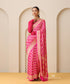 Pink_Handloom_Pure_Georgette_Banarasi_Bandhej_Saree_With_Leaf_And_Floral_Jall_WeaverStory_01