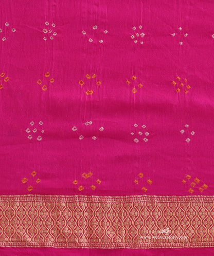 Pink_Handloom_Pure_Georgette_Banarasi_Bandhej_Saree_With_Floral_Jaal_WeaverStory_05