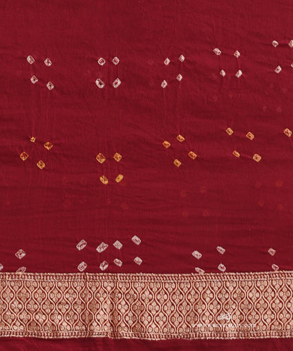 Maroon_Handloom_Pure_Georgette_Banarasi_Bandhej_Saree_With_Floral_Jaal_WeaverStory_05