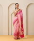 Rani_Pink_And_Baby_Pink_Shaded_Handloom_Pure_Georgette_Banarasi_Bandhej_Saree_With_Zari_Border_WeaverStory_01