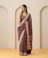 Burgundy_Handloom_Pure_Georgette_Banarasi_Bandhej_Saree_With_Leaf_And_Floral_Jaal_WeaverStory_01