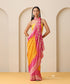 Pink_And_Yellow_Shaded_Handloom_Pure_Georgette_Banarasi_Bandhej_Saree_With_Zari_Border_WeaverStory_01