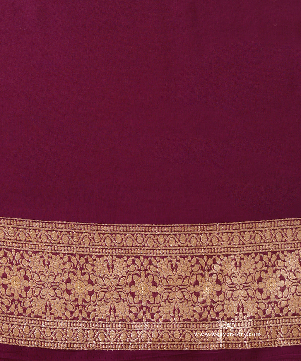 Wine_Handloom_Pure_Georgette_Banarasi_Bandhej_Saree_With_Zari_Motifs_WeaverStory_03
