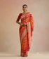Red_And_Orange_Shaded_Handloom_Pure_Georgette_Banarasi_Bandhej_Saree_WeaverStory_01