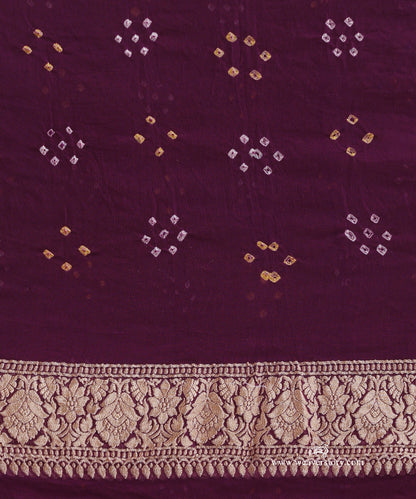 Purple_Handloom_Pure_Georgette_Banarasi_Bandhej_Saree_With_Floral_Checkered_Zari_WeaverStory_05