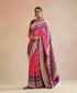 Purple_And_Pink_Shaded_Handloom_Pure_Georgette_Banarasi_Bandhej_Saree_WeaverStory_01