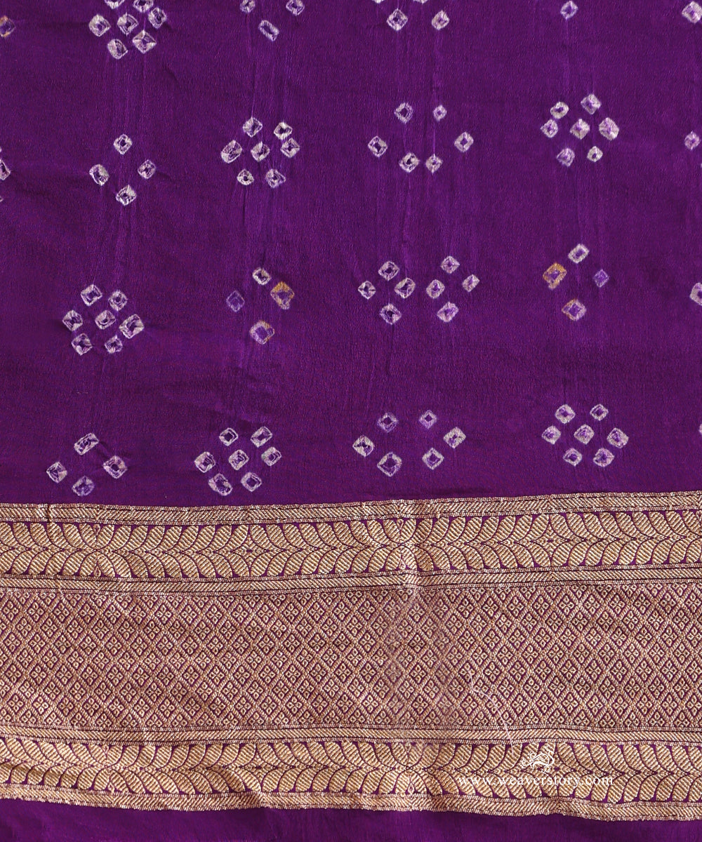 Purple_And_Pink_Shaded_Handloom_Pure_Georgette_Banarasi_Bandhej_Saree_WeaverStory_06