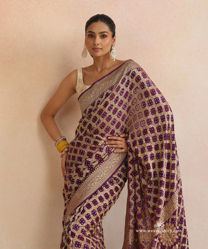 Purple_Handloom_Pure_Georgette_Banarasi_Bandhej_Saree_WeaverStory_02