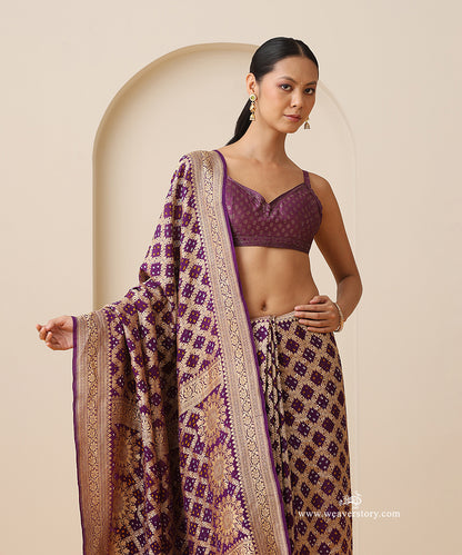 Purple_Handloom_Pure_Georgette_Banarasi_Bandhej_Saree_WeaverStory_02
