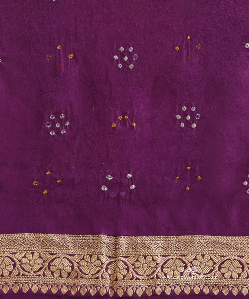 Purple_Handloom_Pure_Georgette_Banarasi_Bandhej_Saree_WeaverStory_05
