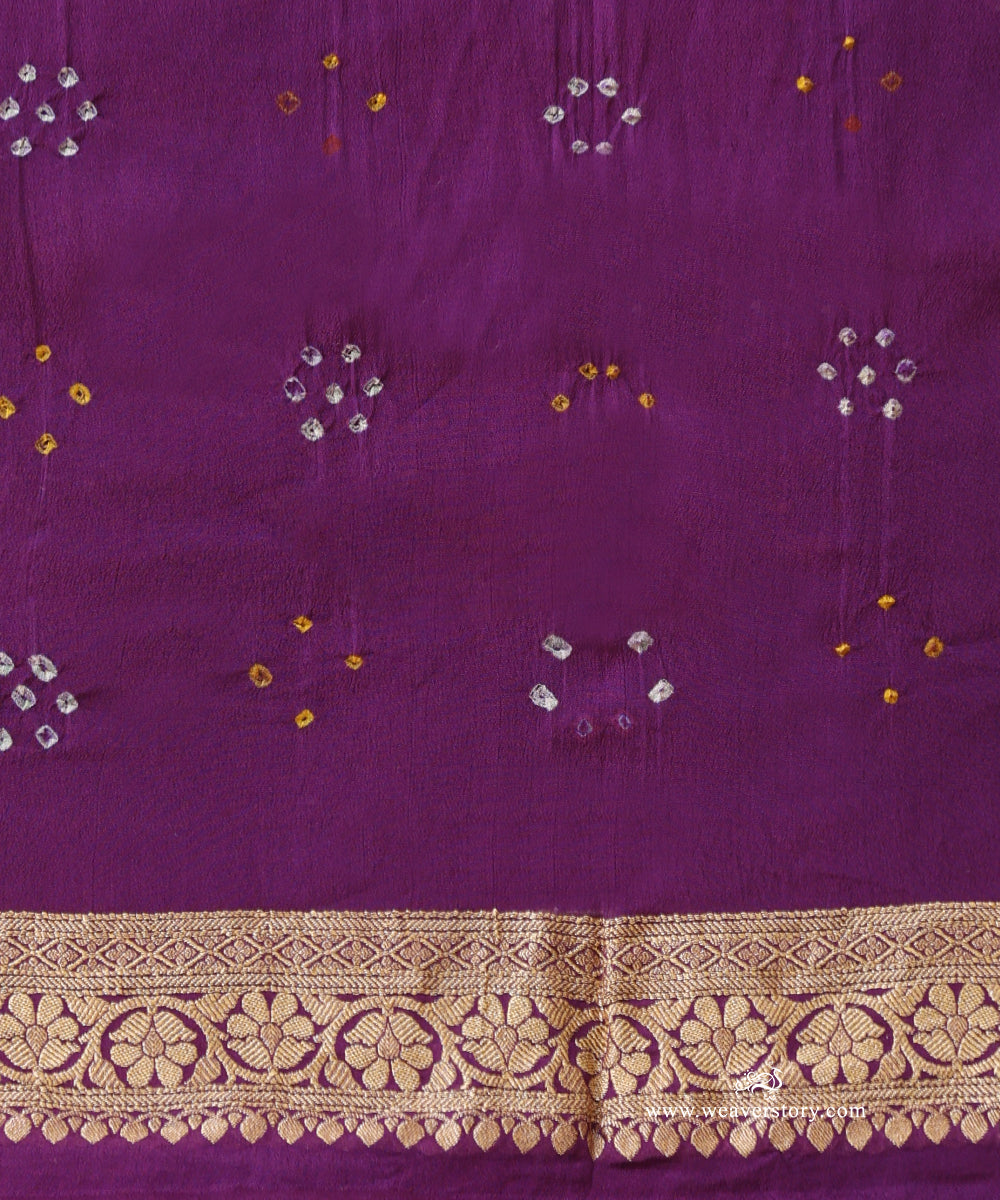 Purple_Handloom_Pure_Georgette_Banarasi_Bandhej_Saree_WeaverStory_04