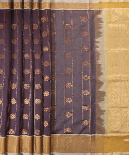 Wine_Handloom_Pure_Cotton_Venkatagiri_Saree_With_Gold_Floral_Bootas_And_Zari_Border_WeaverStory_02