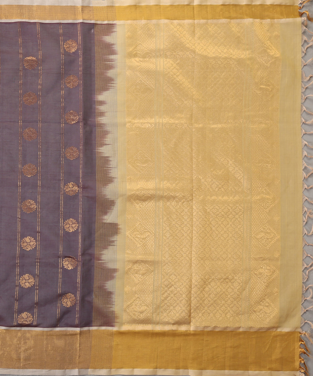 Wine_Handloom_Pure_Cotton_Venkatagiri_Saree_With_Gold_Floral_Bootas_And_Zari_Border_WeaverStory_03