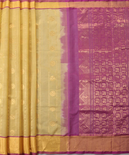 Cream-Yellow_Handloom_Pure_Cotton_Venkatagiri_Saree_With_Gold_Floral_Motifs_And_Zari_Border_WeaverStory_02