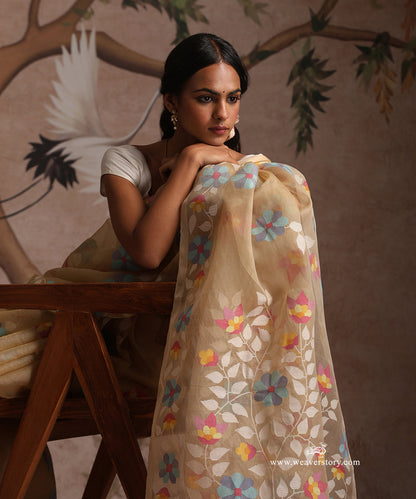 Beige_Handloom_Pure_Muslin_Dhakai_Jamdani_Saree_With_Allover_Colourful_Floral_Jaal_WeaverStory_03