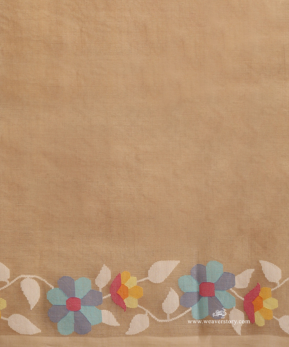 Beige_Handloom_Pure_Muslin_Dhakai_Jamdani_Saree_With_Allover_Colourful_Floral_Jaal_WeaverStory_06