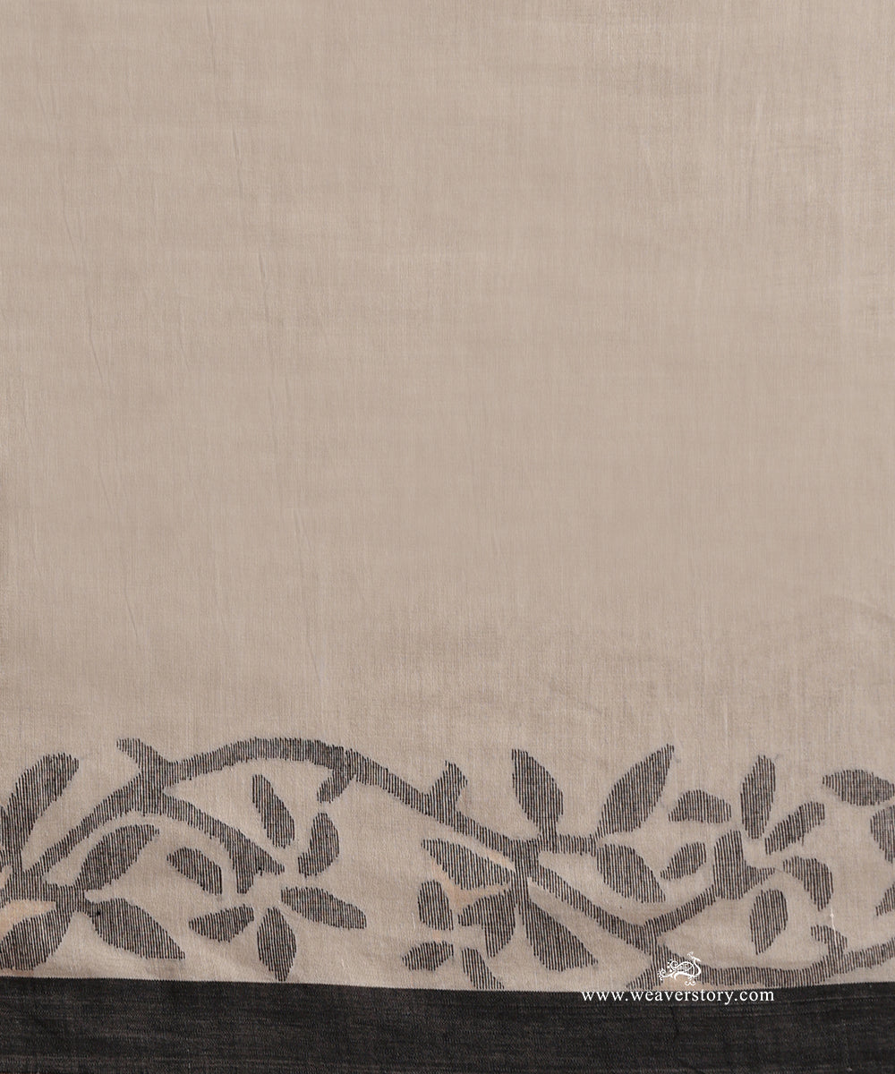 Beige Handloom Pure Khadi Dhakai Jamdani Saree With Allover Jaal