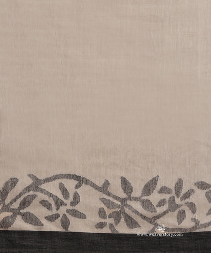 Beige Handloom Pure Khadi Dhakai Jamdani Saree With Allover Jaal