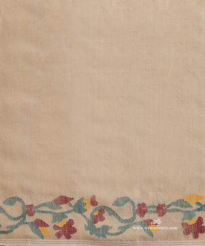 Beige_Handloom_Pure_Tussar_Silk_Dhakai_Jamdani_Saree_With_Floral_Border_And_Pallu_WeaverStory_06