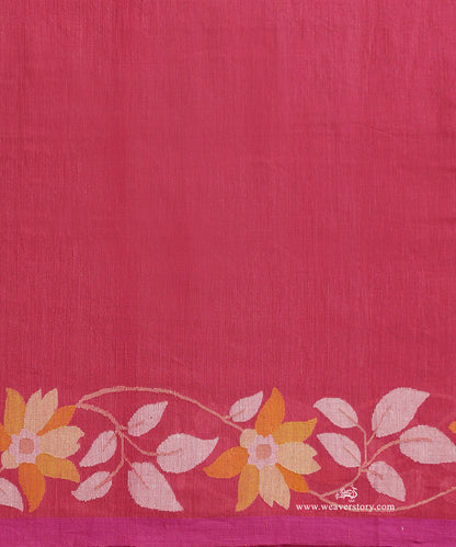 Pink_Handloom_Pure_Khadi_Dhakai_Jamdani_Saree_With_Allover_Floral_Jaal_WeaverStory_06