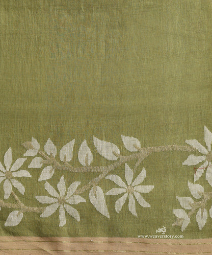Hena_Green_Handloom_Pure_Linen_Dhakai_Jamdani_Saree_With_Allover_Jaal_WeaverStory_06