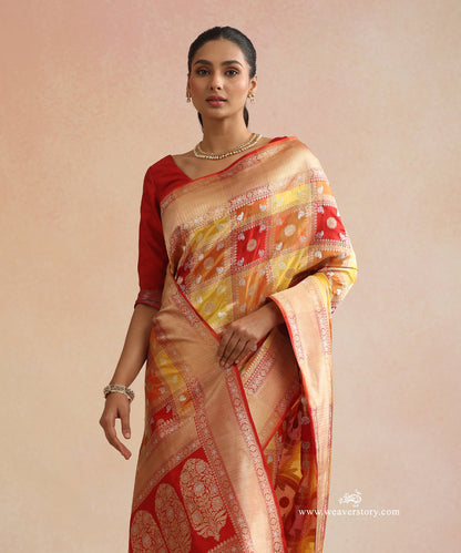 Yellow_And_Red_Handloom_Cutwork_Rangkat_Saree_WeaverStory_02