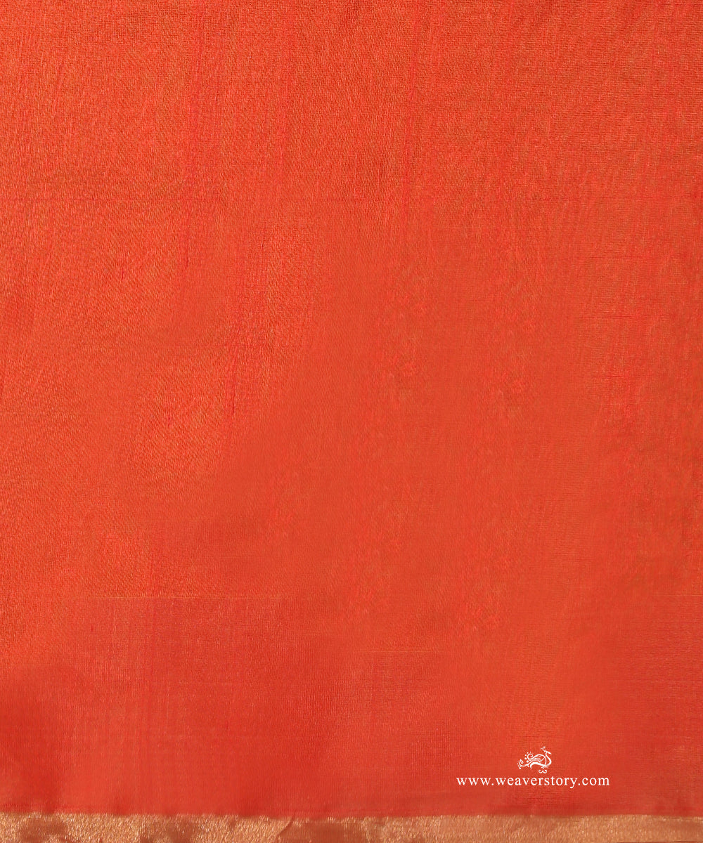 Orange_Handloom_Pure_Silk_Chanderi_Donaliya_Saree_With_Allover_Jaal_And_Purple_Meeena_WeaverStory_05