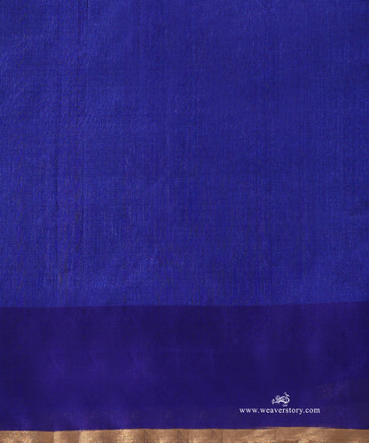 Blue_Handloom_Pure_Silk_Chanderi_Donaliya_Saree_With_Allover_Peocock_And_Parrot_Jaal_WeaverStory_05