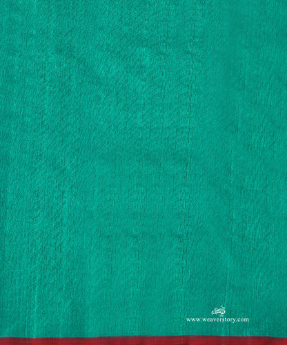 Turquoise_Handloom_Pure_Silk_Chanderi_Donaliya_Saree_With_Allover_Aadi_Floral_Jaal_And_Red_Meena_WeaverStory_05