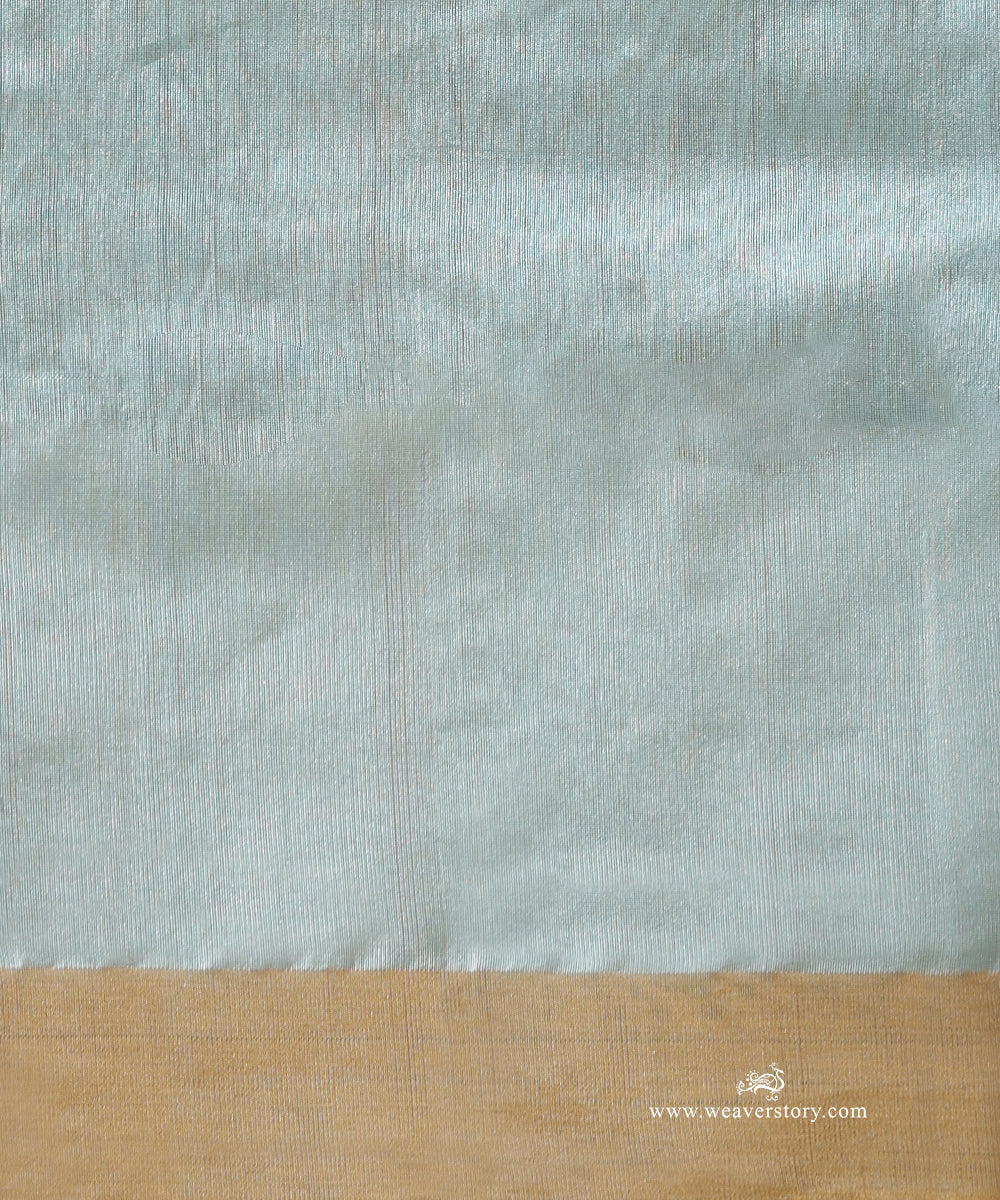 Ice_Blue_Handloom_Pure_Silk_Chanderi_Donaliya_Saree_With_Allover_Jaal_And_Heavy_Golden-Silver_Border_WeaverStory_05