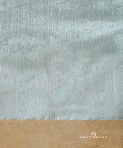 Ice_Blue_Handloom_Pure_Silk_Chanderi_Donaliya_Saree_With_Allover_Jaal_And_Heavy_Golden-Silver_Border_WeaverStory_05