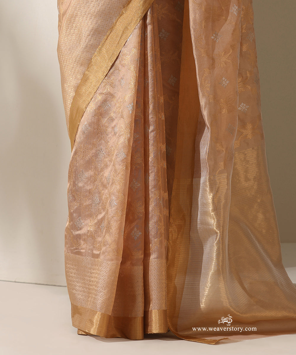 Gold_Handloom_Pure_Silk_Chanderi_Donaliya_Saree_With_Allover_Jaal_And_Heavy_Border_WeaverStory_04