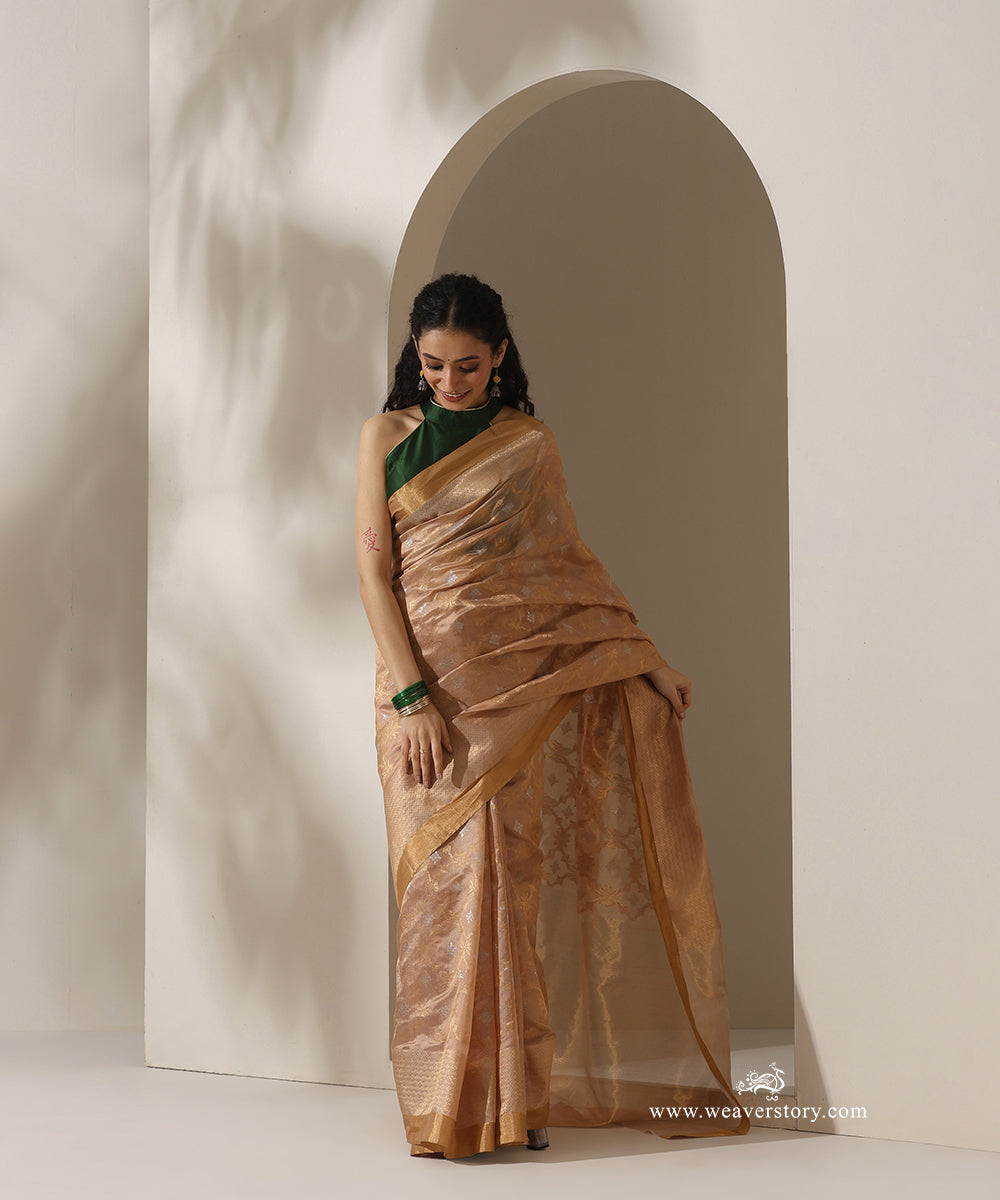Gold_Handloom_Pure_Silk_Chanderi_Donaliya_Saree_With_Allover_Jaal_And_Heavy_Border_WeaverStory_01