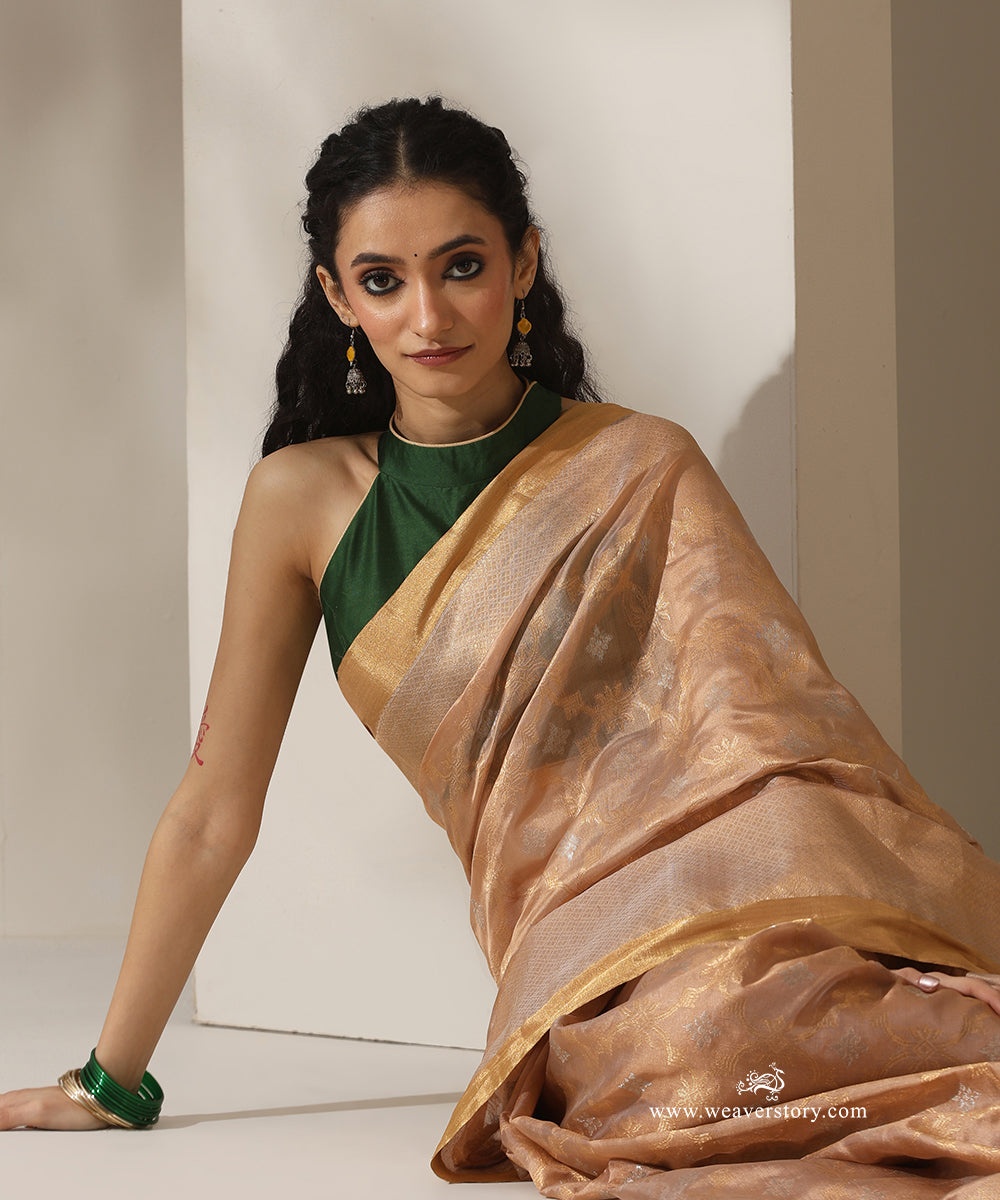 Gold_Handloom_Pure_Silk_Chanderi_Donaliya_Saree_With_Allover_Jaal_And_Heavy_Border_WeaverStory_02