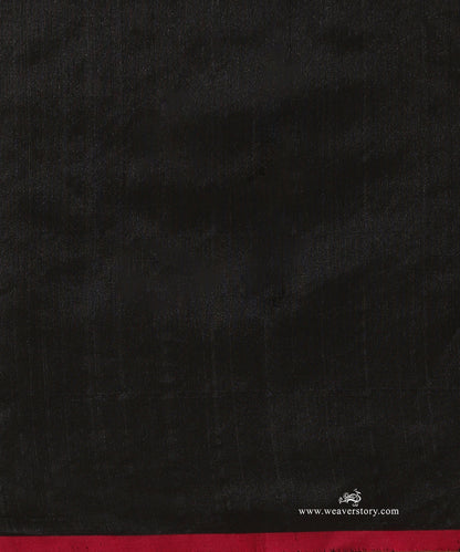 Black_Handloom_Pure_Silk_Chanderi_Eknaliya_Saree_With_Small_Booti_And_Shikargah_Border_With_Pink_Selvedge_WeaverStory_05