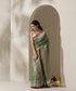 Olive_Handloom_Pure_Silk_Chanderi_Eknaliya_Saree_With_Red_Meena_Small_Booti_And_Shikargah_Border_Red_Selvedge_WeaverStory_01