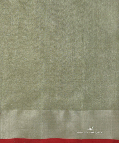 Olive_Handloom_Pure_Silk_Chanderi_Eknaliya_Saree_With_Red_Meena_Small_Booti_And_Shikargah_Border_Red_Selvedge_WeaverStory_05