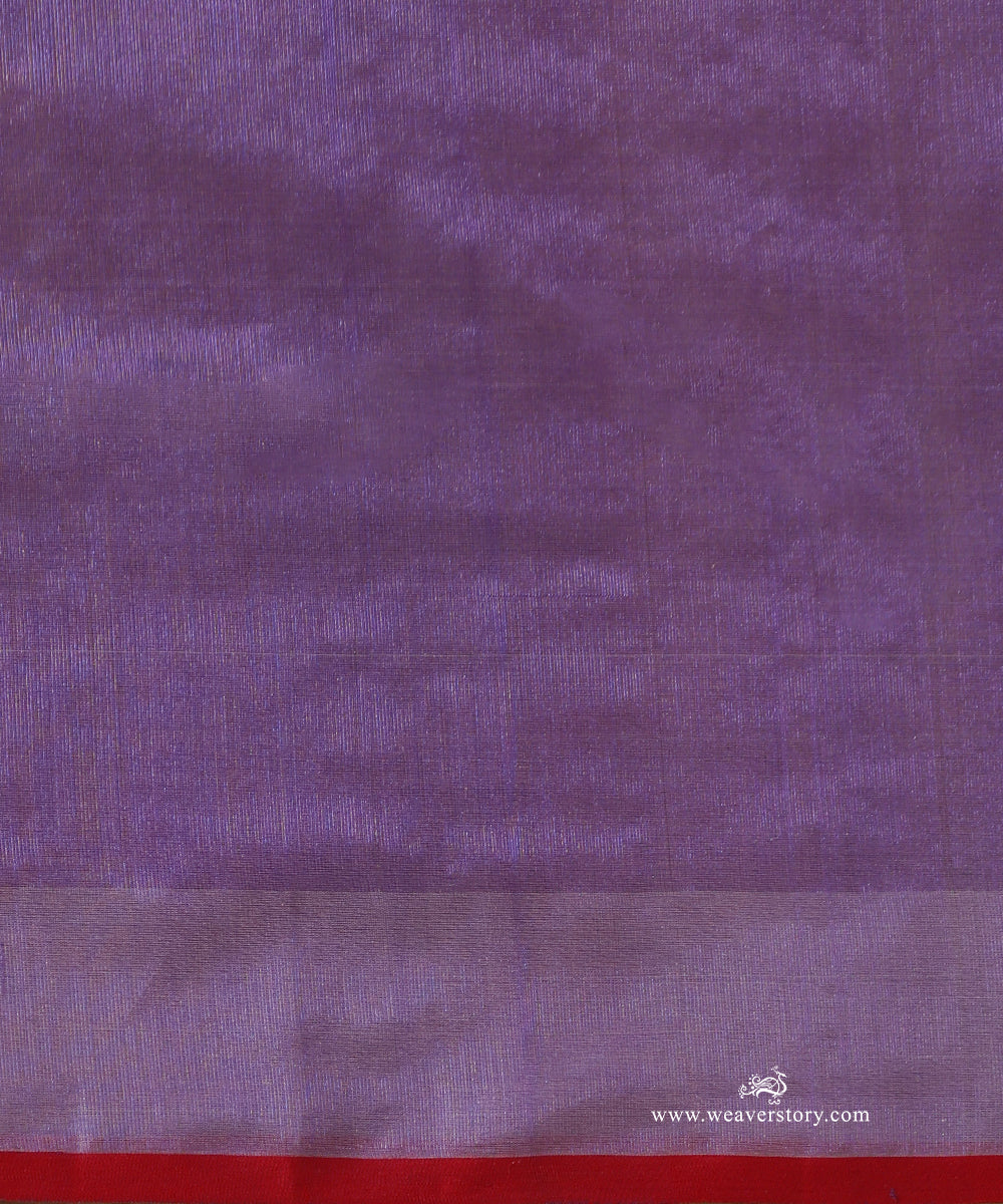 Lavender_Handloom_Pure_Silk_Chanderi_Eknaliya_Saree_With_Red_Meena_Small_Booti_And_Sikhargah_Border_Red_Selvedge_WeaverStory_05