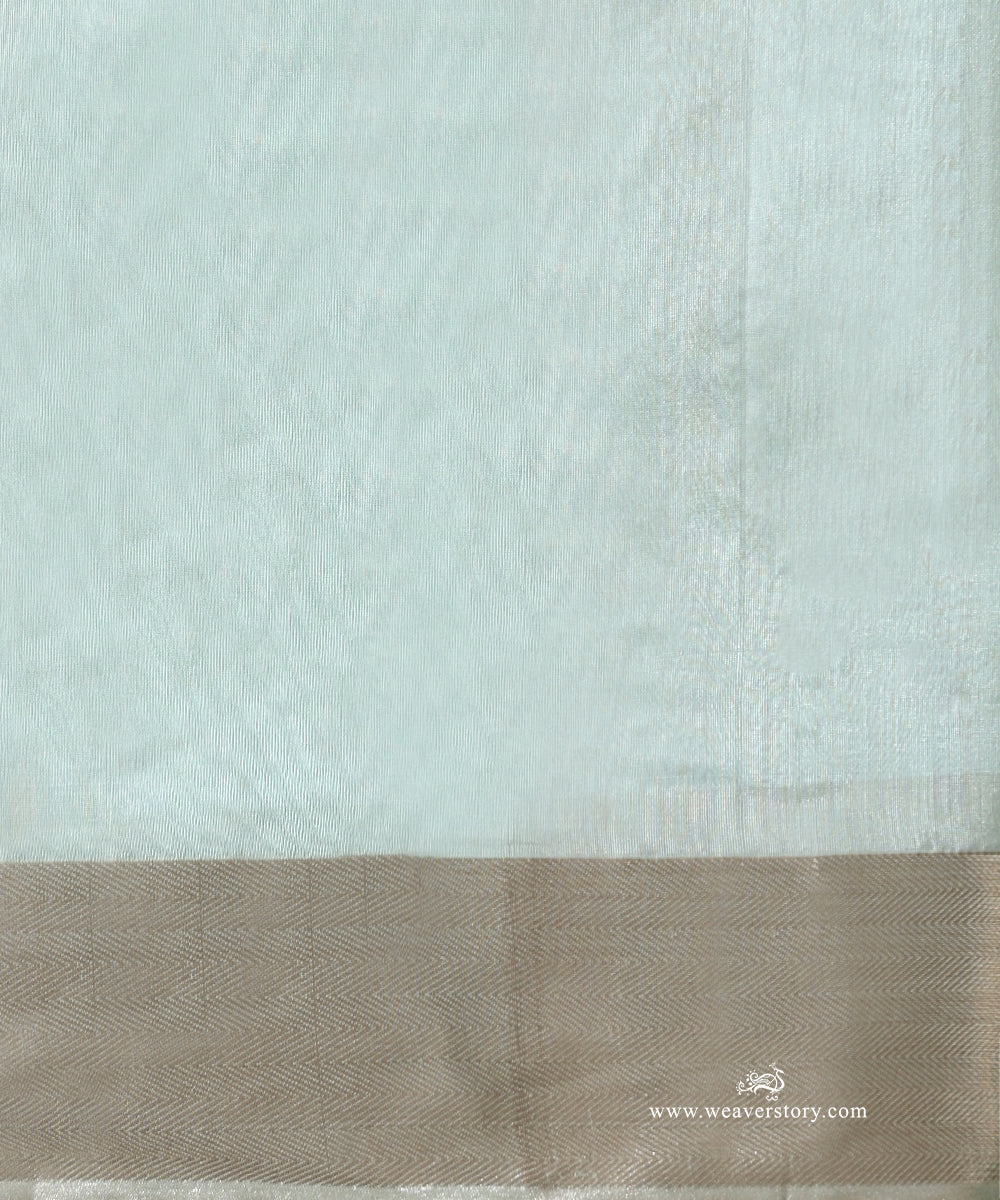 Ice_Blue_Handloom_Pure_Silk_Chanderi_Eknaliya_Saree_With_Blue_Meena_Small_Booti_And_Silver_Zari_Saffron_Border_WeaverStory_05