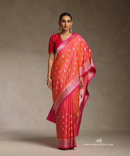 Peach_Pink_Handloom_Pure_Katan_Silk_Banasari_Saree_With_Sona_Rupa_Kadhwa_Boota_Thick_Border_WeaverStory_01