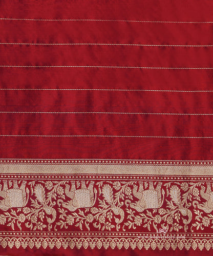 Wine_And_Red_Handloom_Pure_Katan_Silk_Saree_Shikargah_Kadhwa_Jangla_Banarasi_Saree_WeaverStory_05