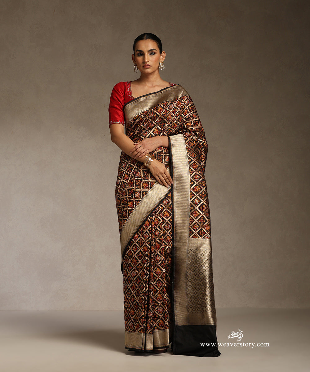 Black_Handloom_Pure_Katan_Silk_Banarasi_Patola_Saree_With_Cutwork_WeaverStory_01